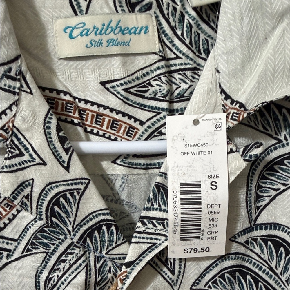 Chaps Men's Tropical Palm Shirt - Black and Cream